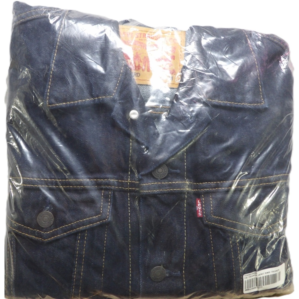 NWT Levi's Trucker Jacket Men M Rinse Dark Wash Blue Denim 100% Cotton Standard